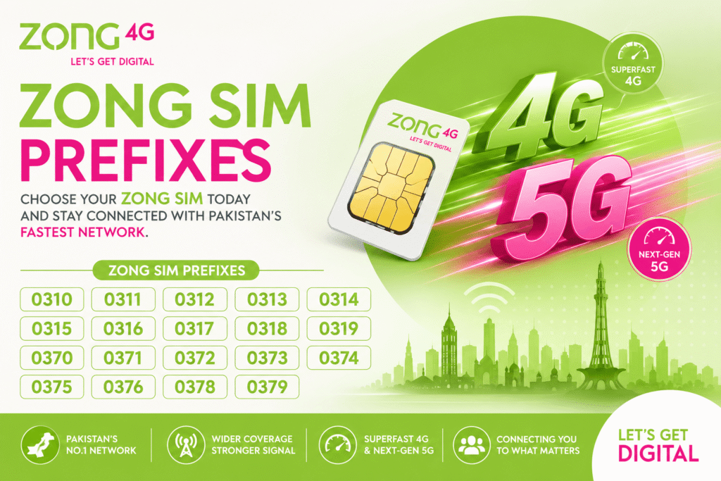 zong sim codes, zong sim prefixes